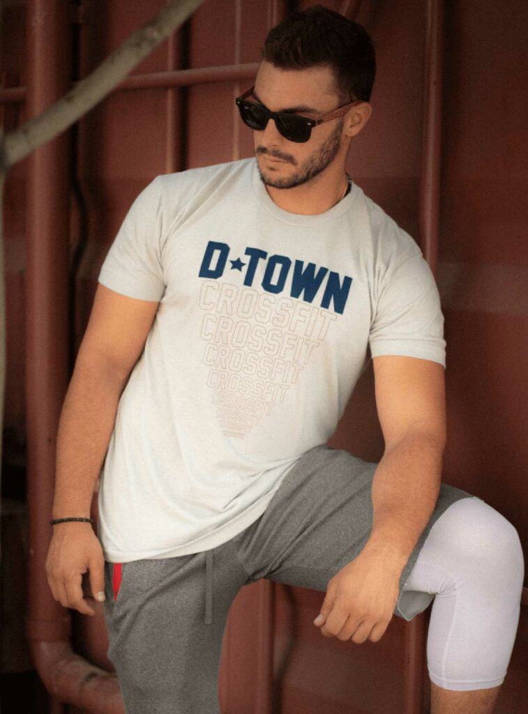 grey t-shirt with D-Town on it for a crossfit company