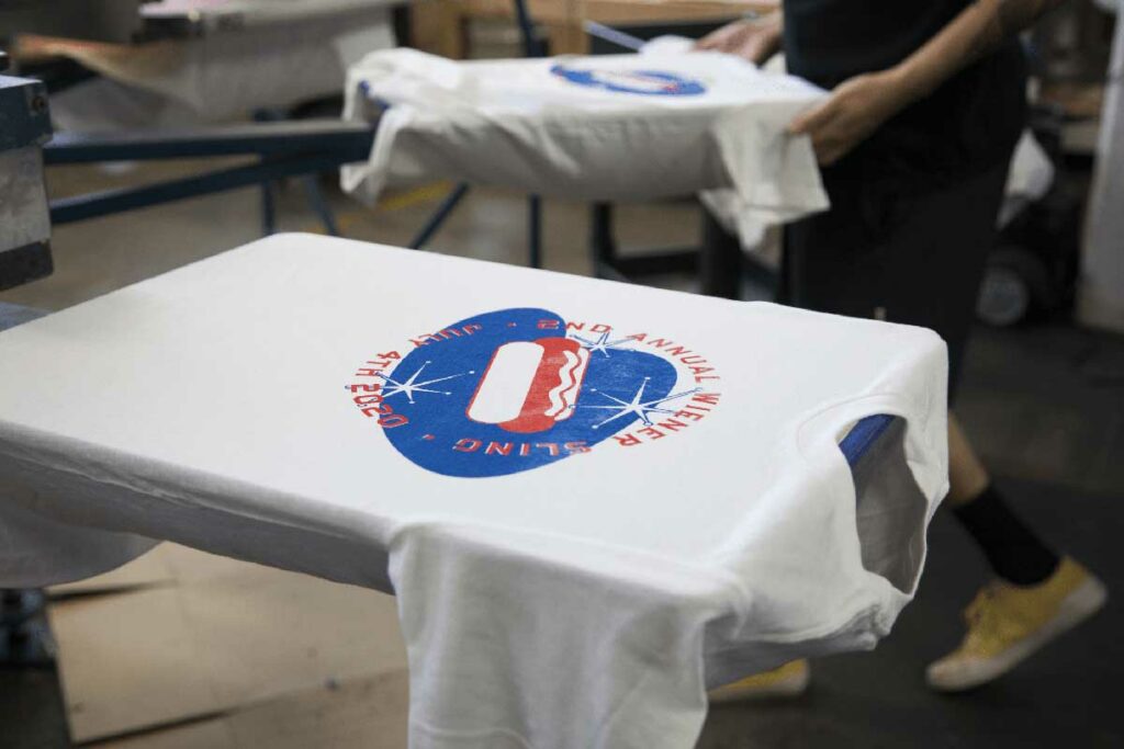 brewery company printed onto a white t-shirt