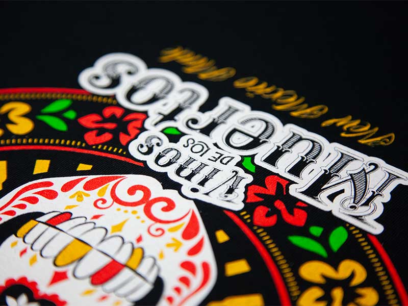 a colorful design on a t-shirt for a business
