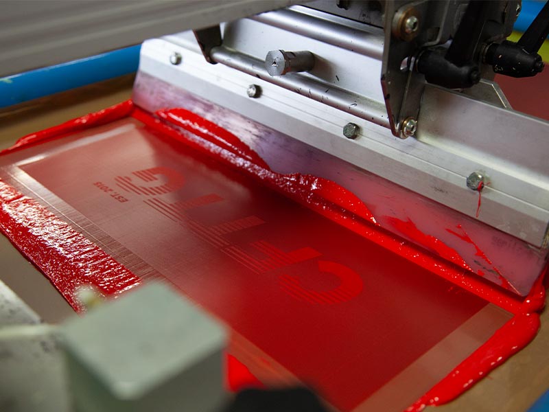 Screen printer with red ink