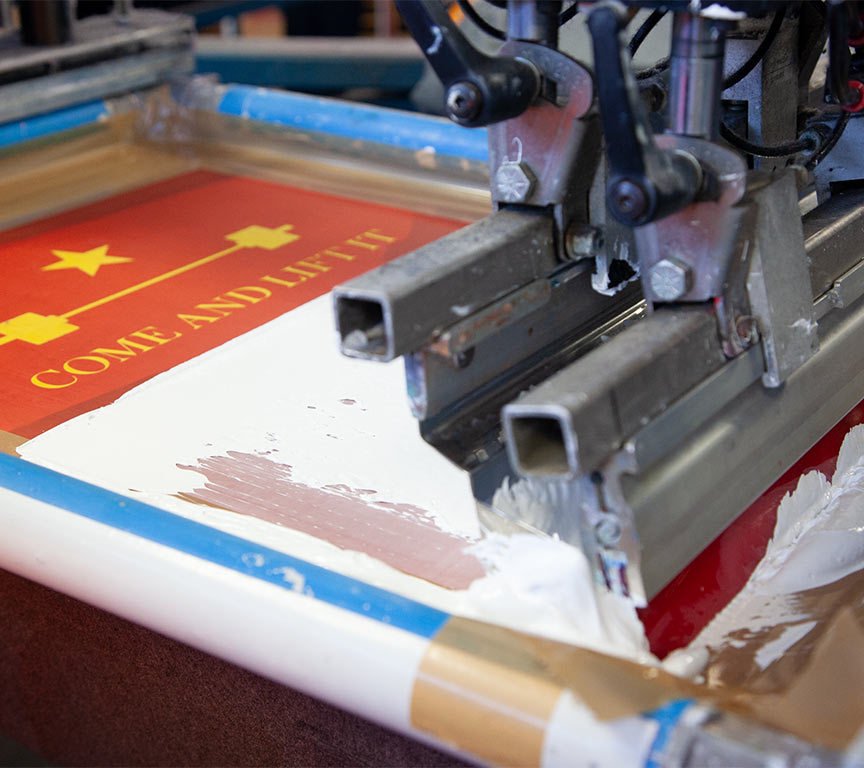 close up of screen printing